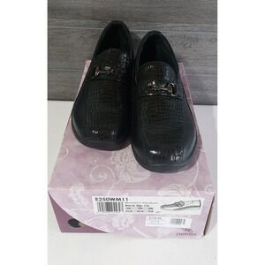 Detrex Womens Comfort Leather Black Slip On Shoes E250WM11 Size 11M NEW #363